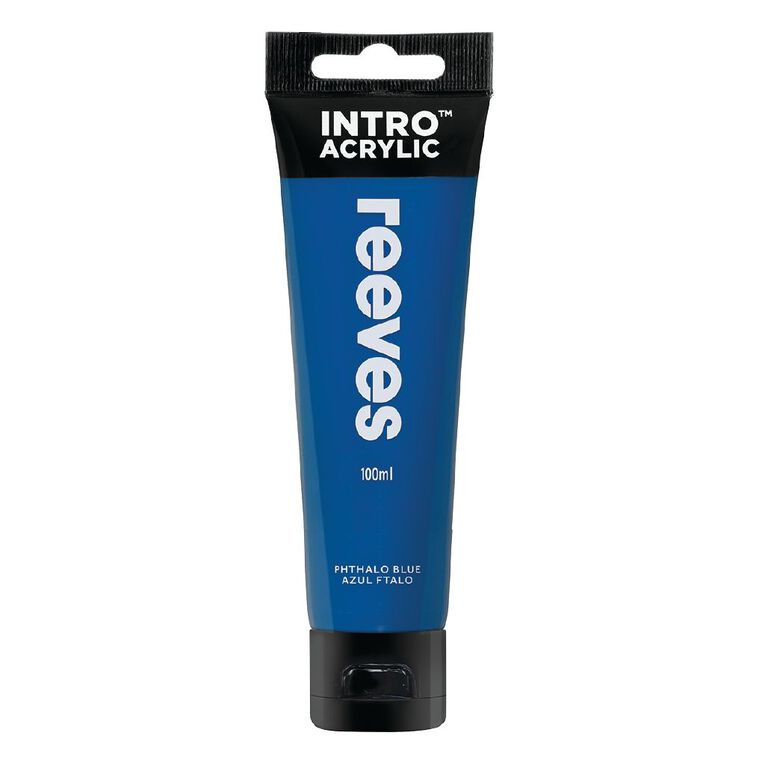 Reeves Intro Acrylic Paint Phthalo Blue 100ml, , hi-res