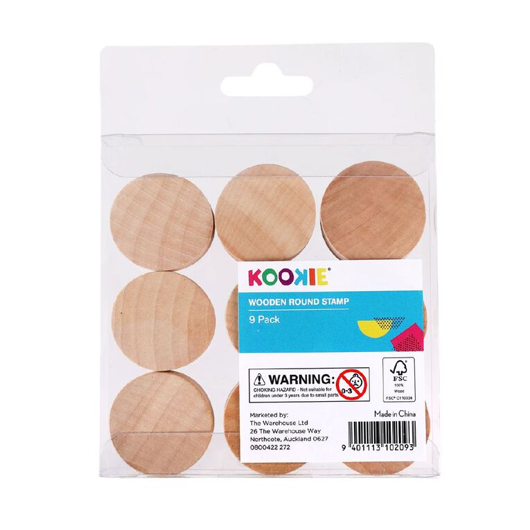 Kookie Wooden Round Stamp 9 Pack, , hi-res