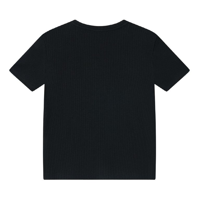 Young Original Short Sleeve Rib Top, Black, hi-res