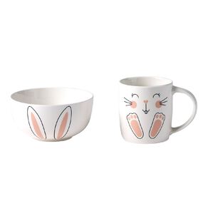 Living & Co Kids Bunny Breakfast Mug & Bowl Set Ivory 2 Pack