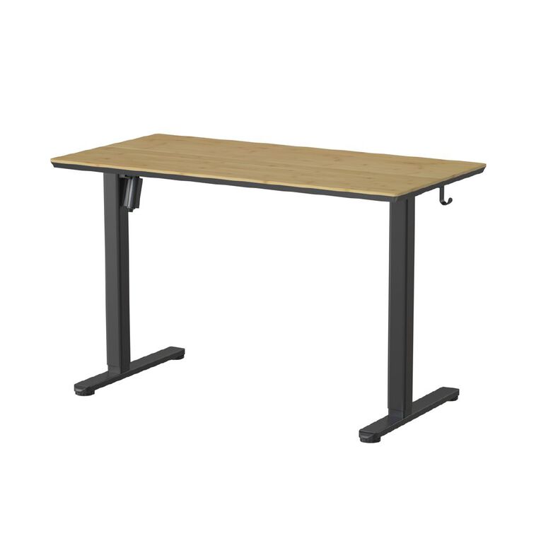 Workspace Height Adjustable Desk 1200W with Drawer Bamboo, , hi-res