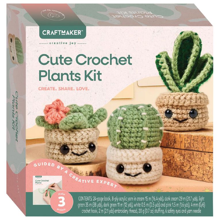Craft Maker Cute Crochet Plants Kit, , hi-res