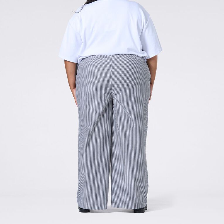 H&H Curve Women's Wide Leg Poplin Pants, Black/White, hi-res
