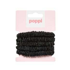 poppi mini satin scrunchies 5 pack black 5 pack