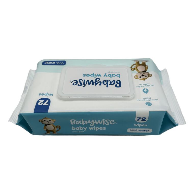 Babywise Wipes 99% Water Biodegradable 72 Pack, , hi-res