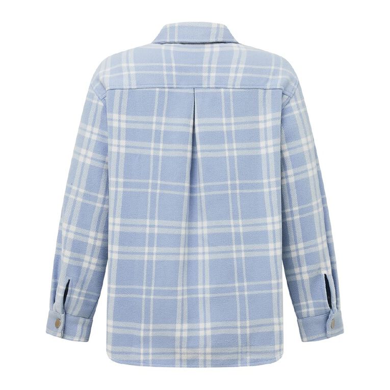 H&H Women's Brushed Felt Like Check Shacket, Blue Light, hi-res