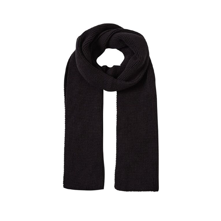 H&H Men's Rib Scarf, Black, hi-res