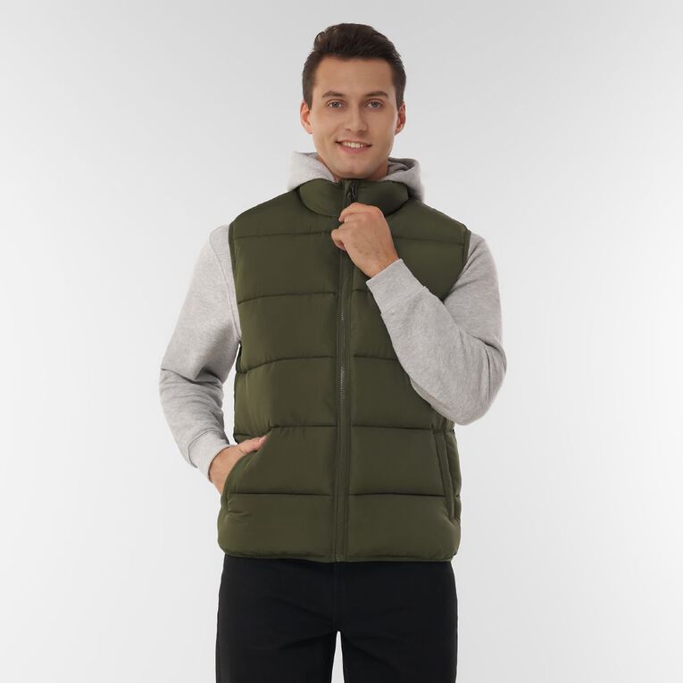 H&H Men's Puffer Vest, Green Dark, hi-res