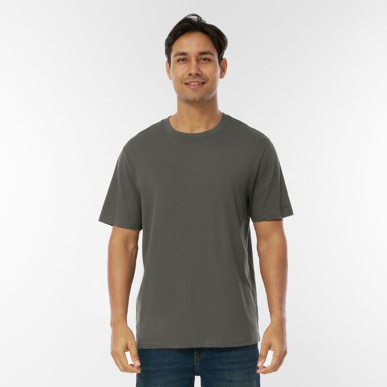 H&H Men's Regular Fit Plain Tee, Grey Dark, hi-res