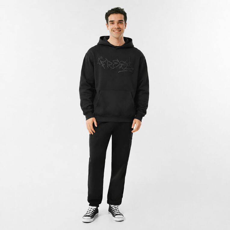 Garage Men's Elastic Cuff Trackpants, Black, hi-res