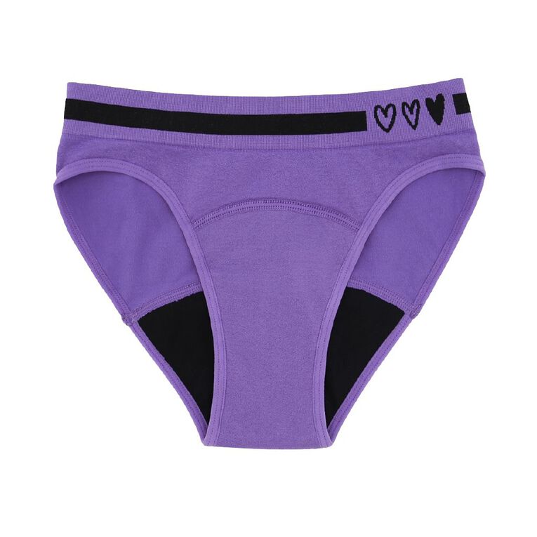 Love Luna Teens Period Bikini 2 Pack, Purple/Black, hi-res