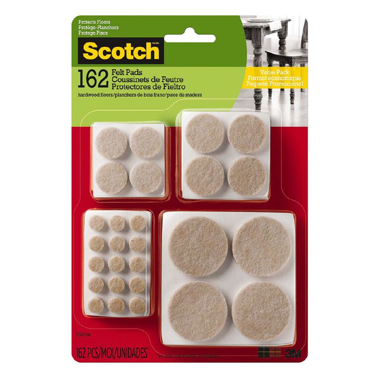 Scotch SP845NA Felt Pads Beige Value Pack 162 Pack The Warehouse