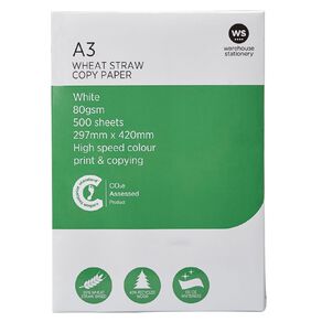 WS Photocopy Paper Wheat Based A3 80gsm 500 Sheet Ream