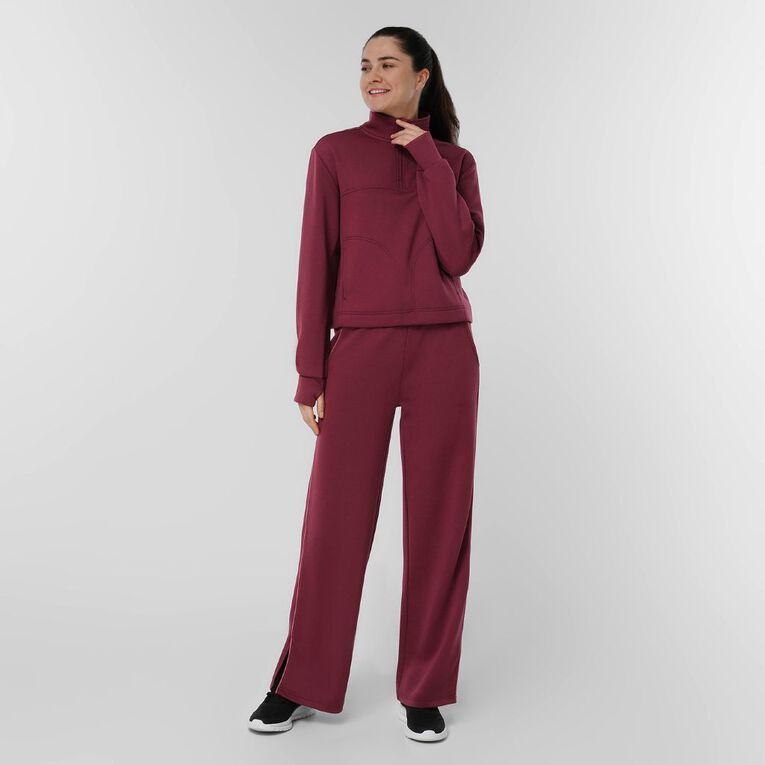 Active Intent Women's Scuba Wide Leg Pants, Red Dark, hi-res