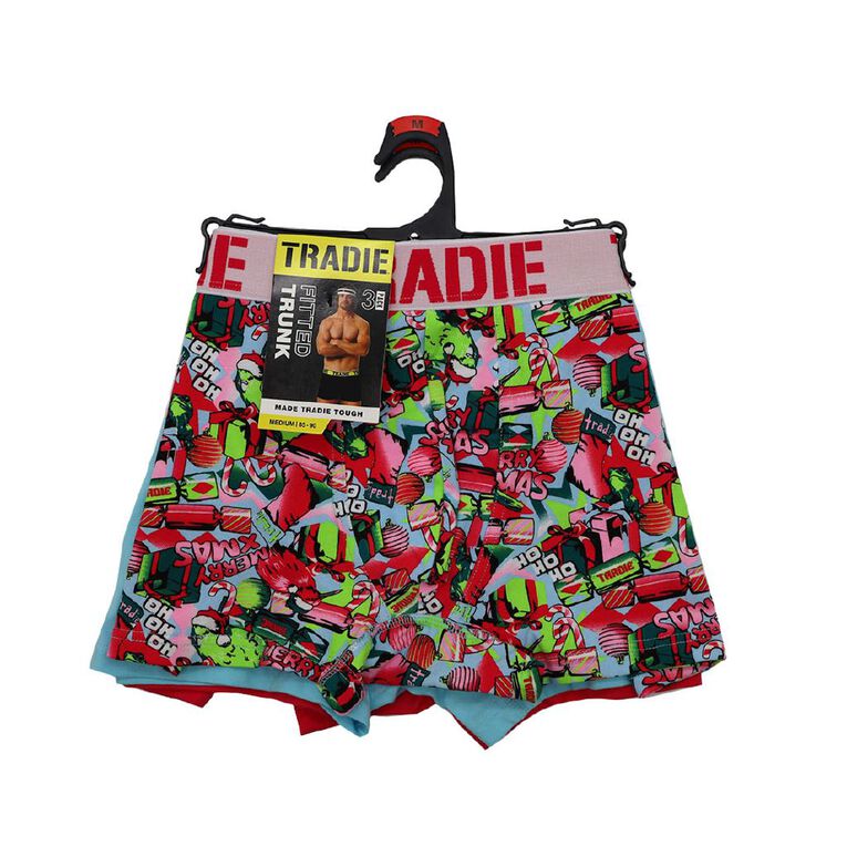 Tradie Men's Trunks 3 Pack, Red, hi-res