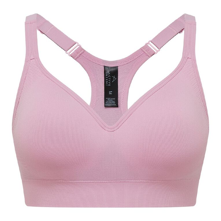 Active Intent Women's Racer Back Sports Bra, Pink Mid, hi-res