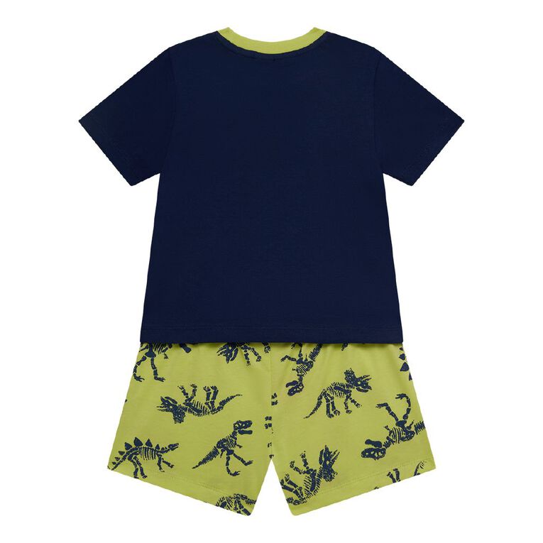 H&H Boys' Tee and Short Knit Pyjama Set, Green Mid, hi-res