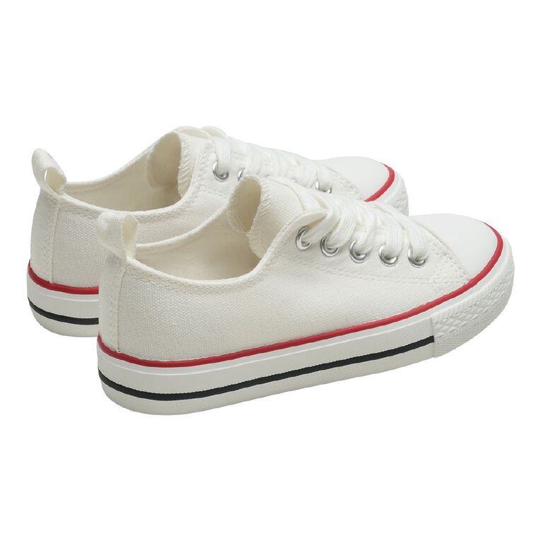 Young Original Senior Kids' Jude Canvas Low Top Sneakers, White/Red, hi-res