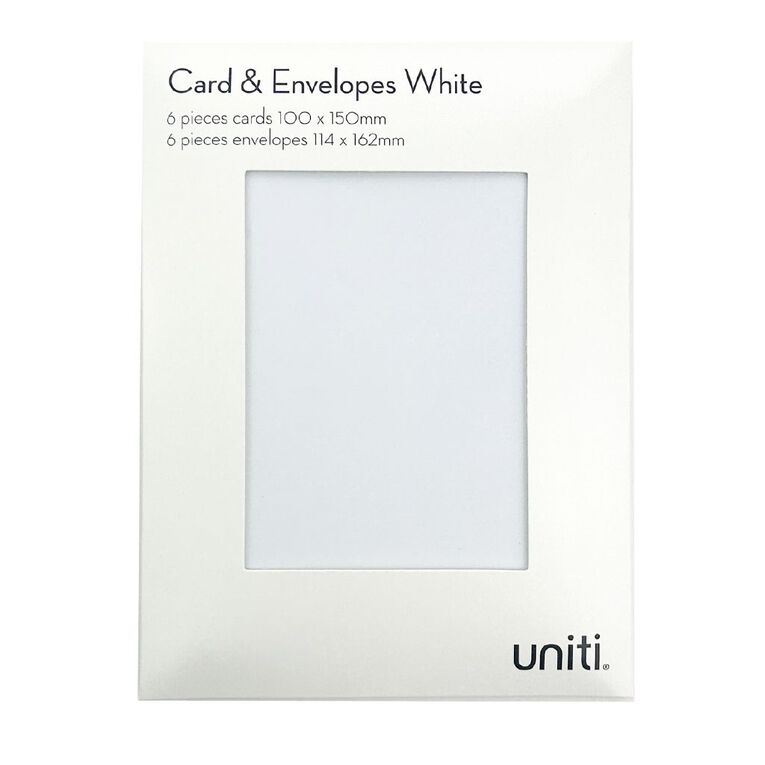 Uniti Cards & Envelopes 6 Pack White, , hi-res