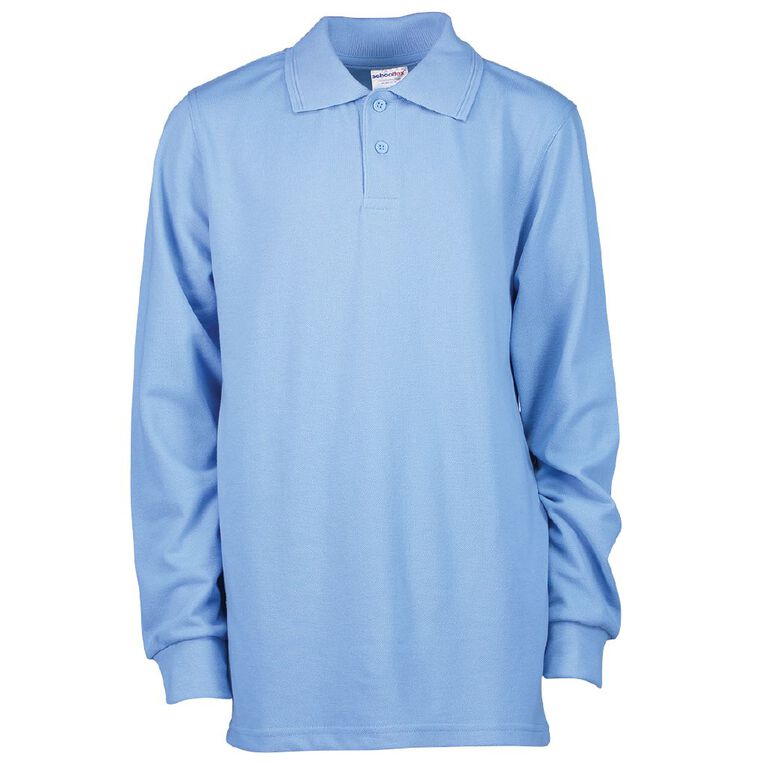Schooltex Kids' Long Sleeve Polo, Sky Blue, hi-res