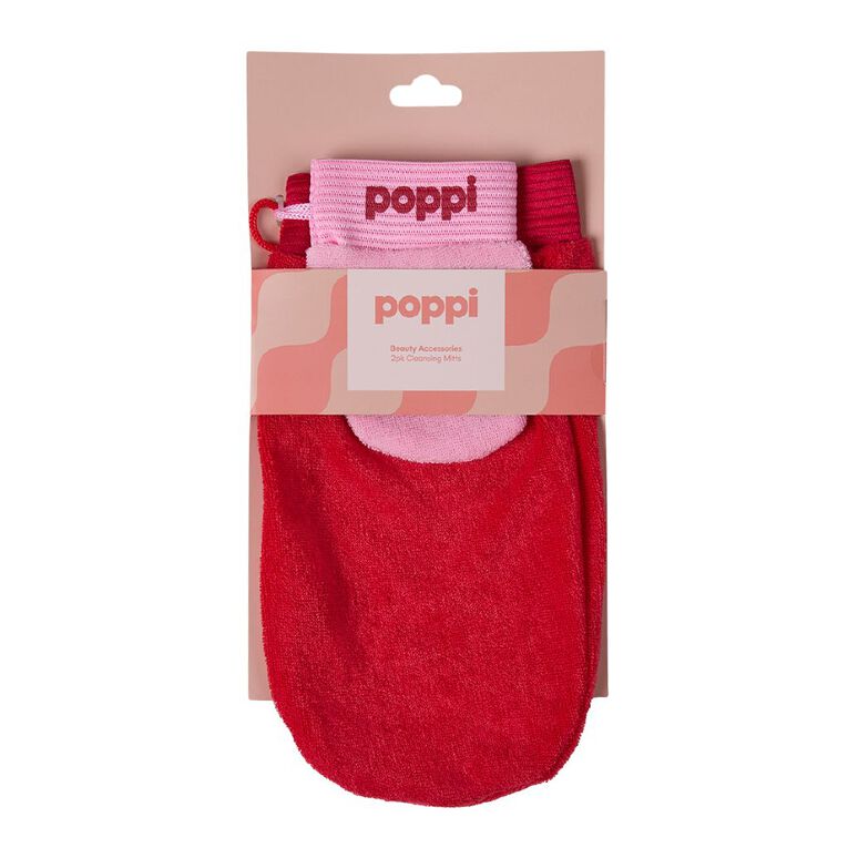 Poppi Shower Exfloating Mits Pink 2 Pack, , hi-res