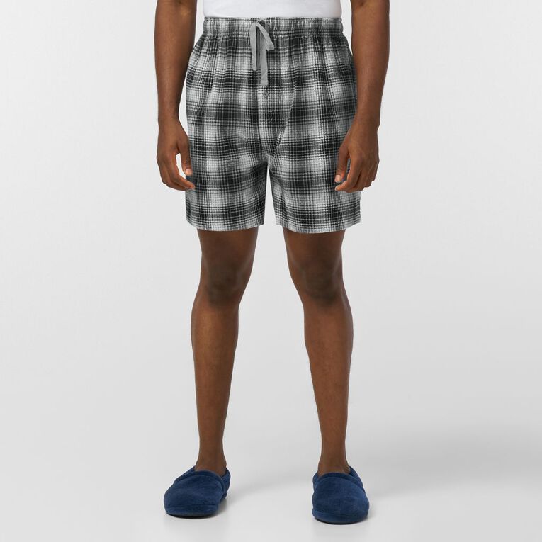 H&H Men's Flannel Pyjama Shorts, Grey Mid, hi-res