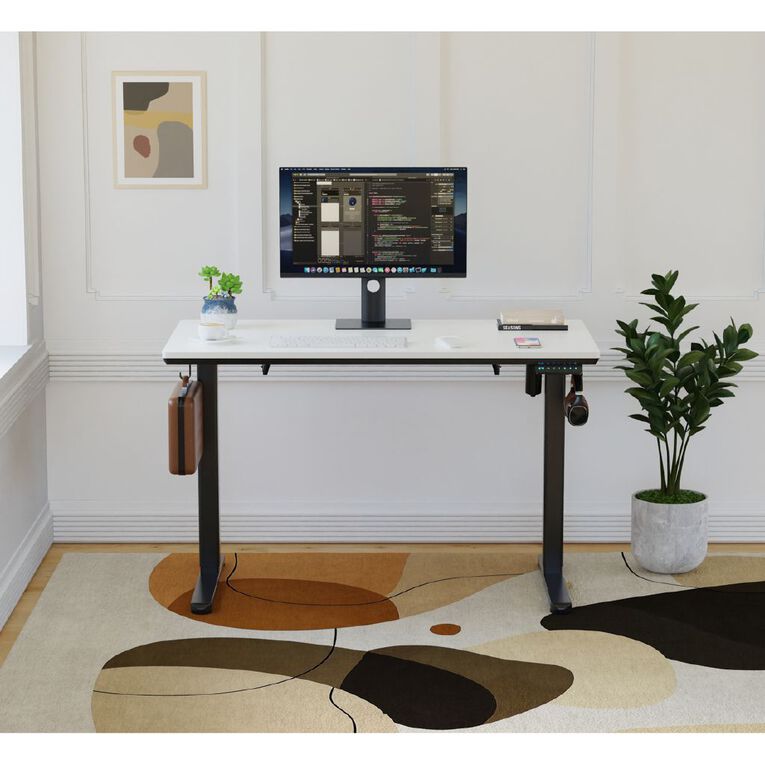 Workspace Height Adjustable Desk 1200W with Drawer White, , hi-res