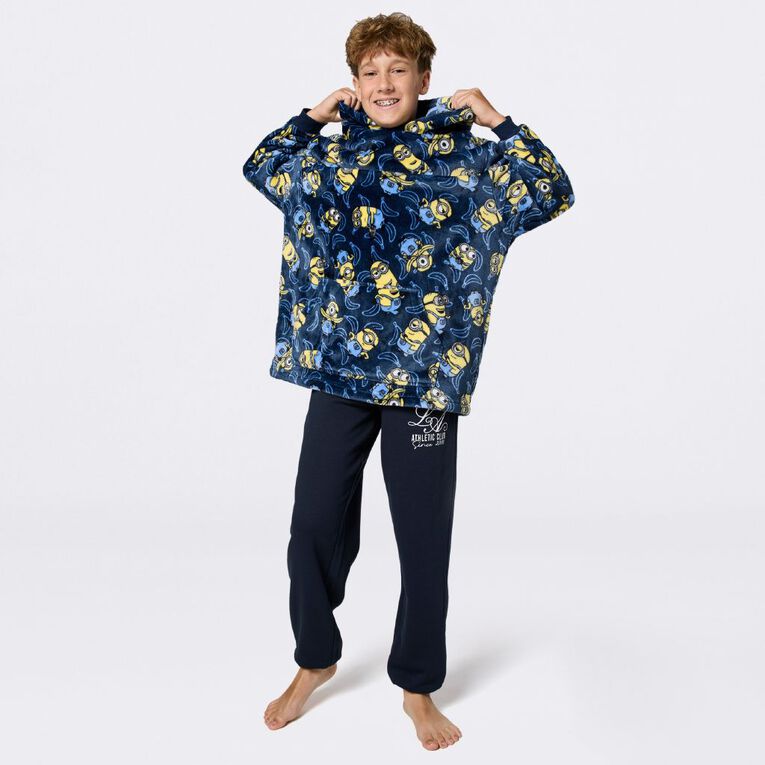 Minions Boys' Coral Fleece Hoodie, Blue Dark, hi-res