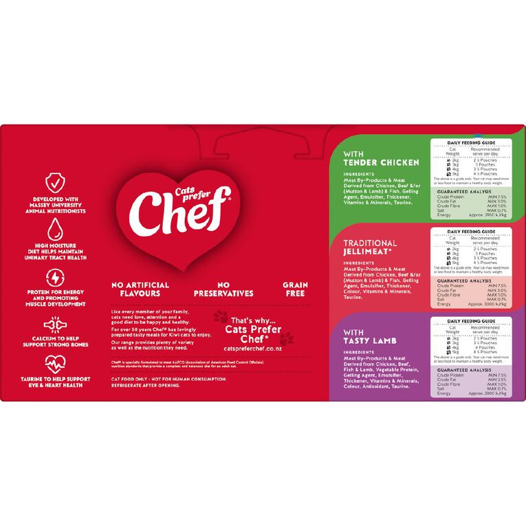 Chef Variety Classic Loaf Pouches Cat Food 18 x 100g, , hi-res