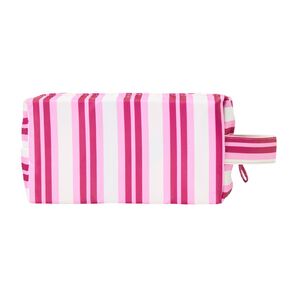 poppi toiletry bag with handle stripe pink 1 each