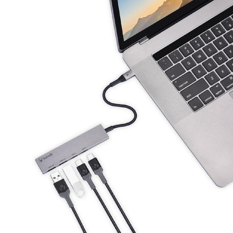 Bonelk Long Life USB C 4 in 1 Multiport Slim Hub Space Grey Grey, , hi-res