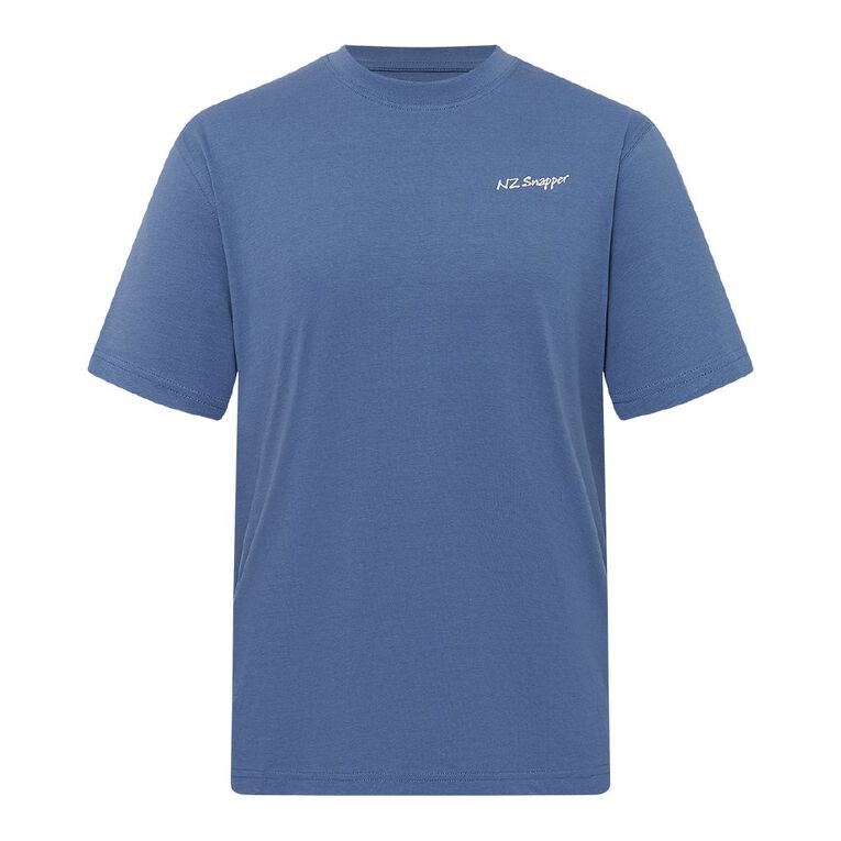 H&H Men's Regular Fit Printed Tee, Blue Mid, hi-res