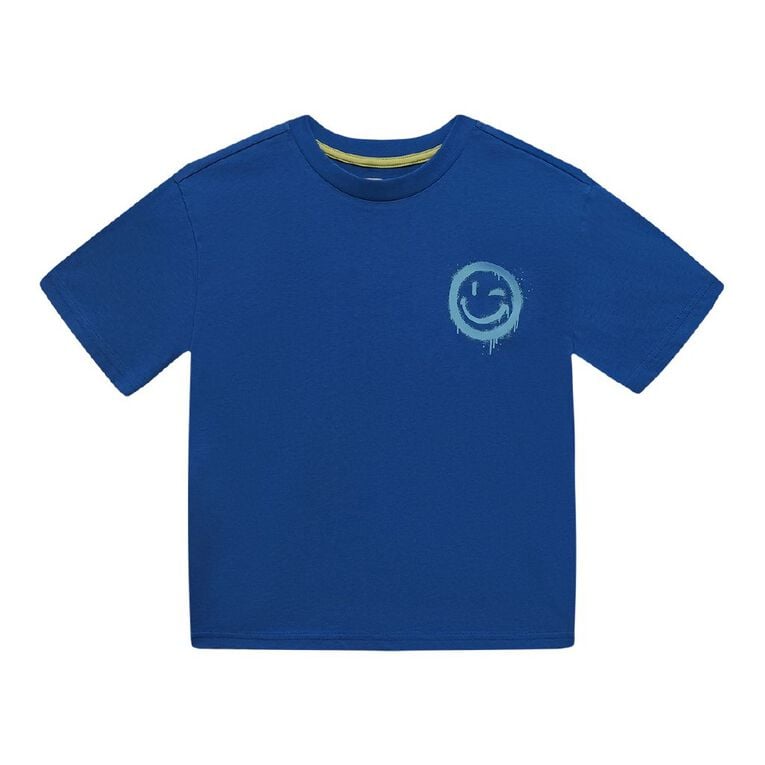 Young Original Short Sleeve Back Print Tee, Blue Mid, hi-res