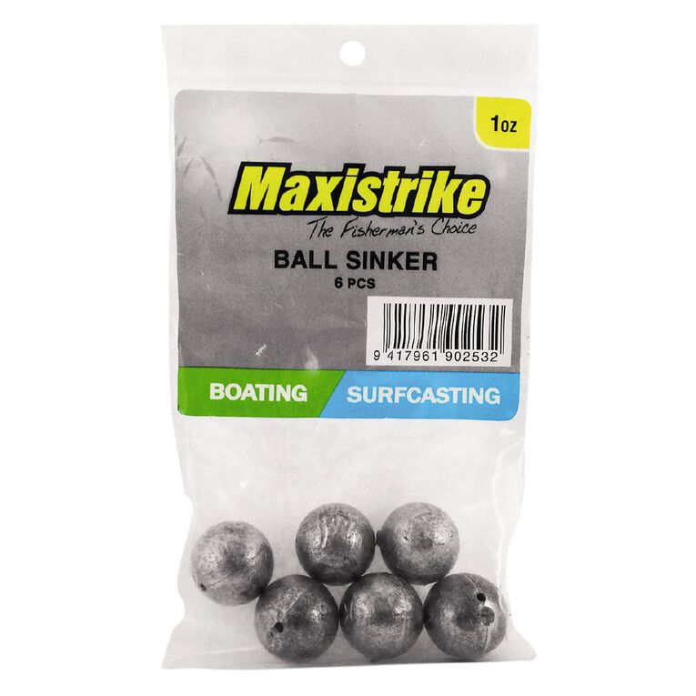 Maxistrike Fishing Sinkers Ball 1 oz 6 Pack, , hi-res