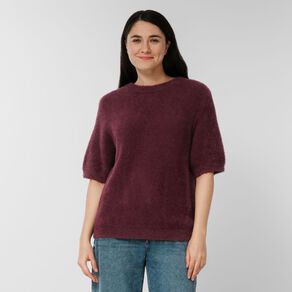 H&H Women's Short Sleeve Fluffy Knit Jumper