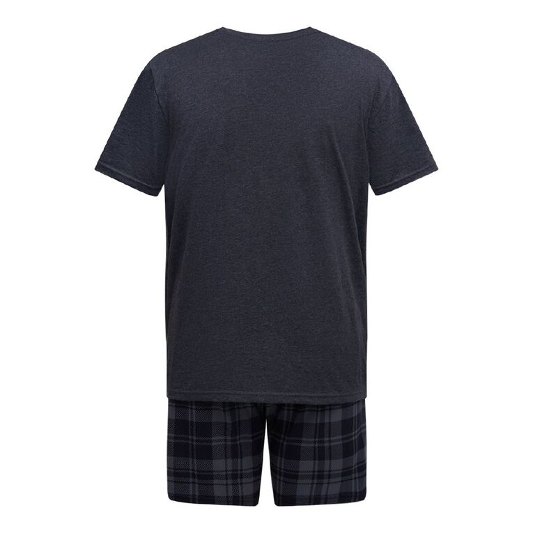 H&H Men's Knit T-Shirt and Short Pyjama Set, Grey Dark, hi-res
