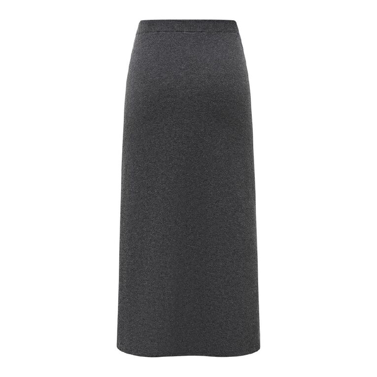 H&H Women's Knitted Midi Skirt, Charcoal/Marle, hi-res