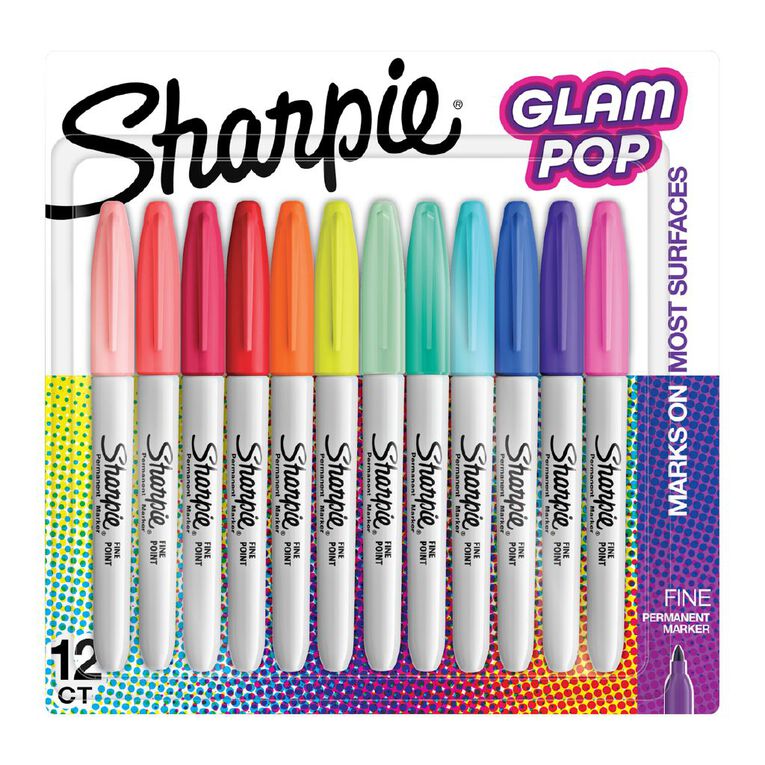 Sharpie Permanent Marker Fine Glam Pop 12 Pack, , hi-res