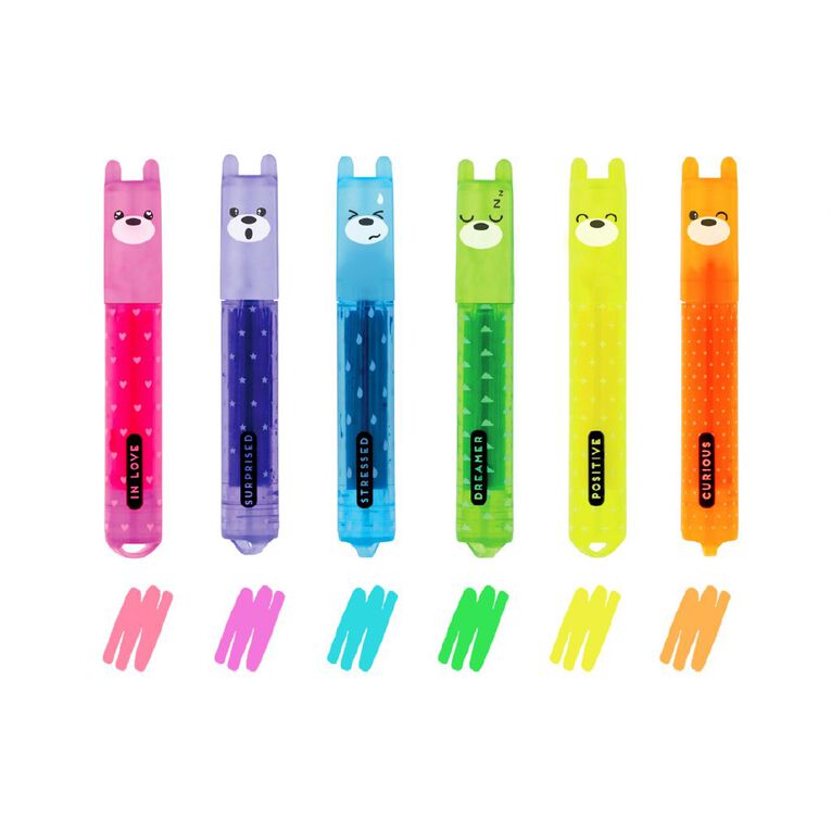 Legami Set of 6 Mini Highlighters Teddy's Mood Teddy Bear, , hi-res