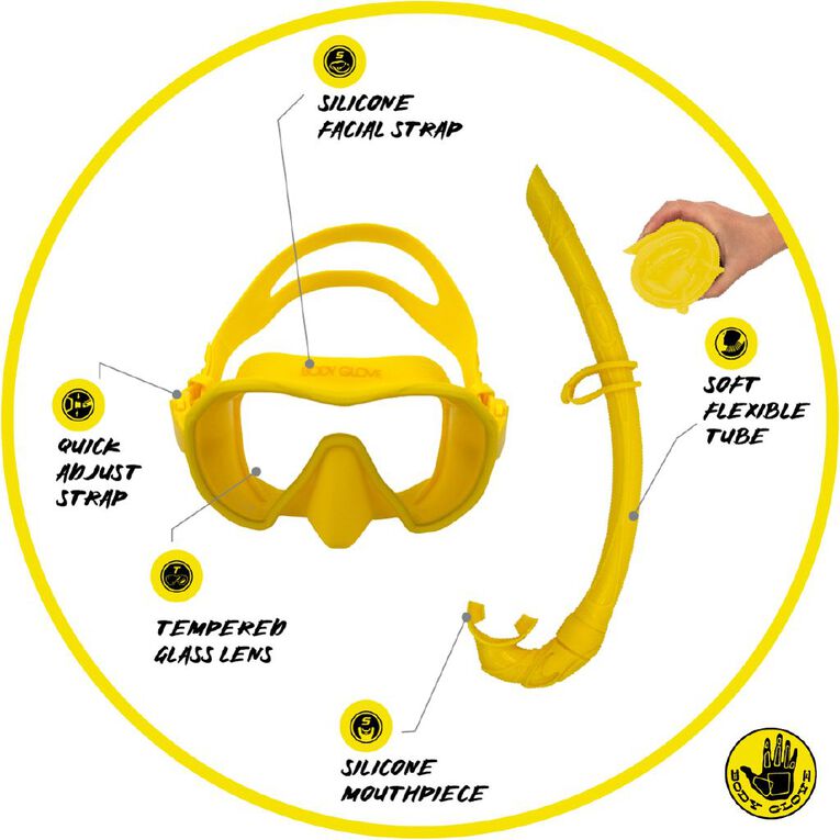 Body Glove Adults Travel Snorkel set Yellow, , hi-res