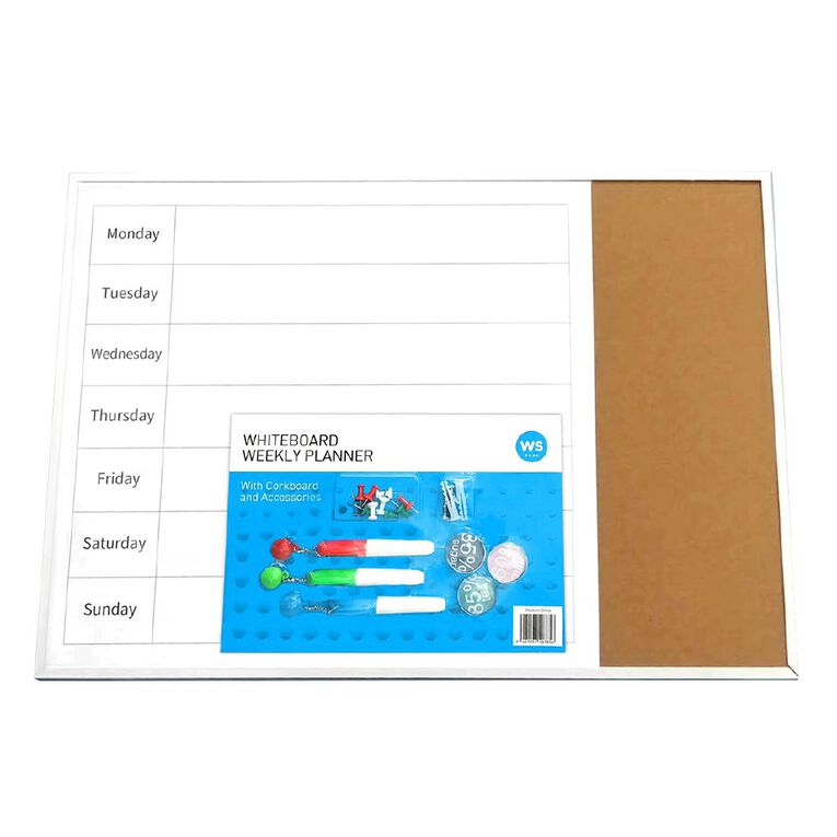 WS Whiteboard Weekly Planner With Cork Board and Accessories, , hi-res