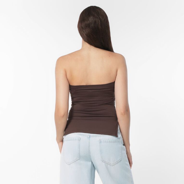 Garage Women's Contour Ruched Bandeau, Brown Dark, hi-res