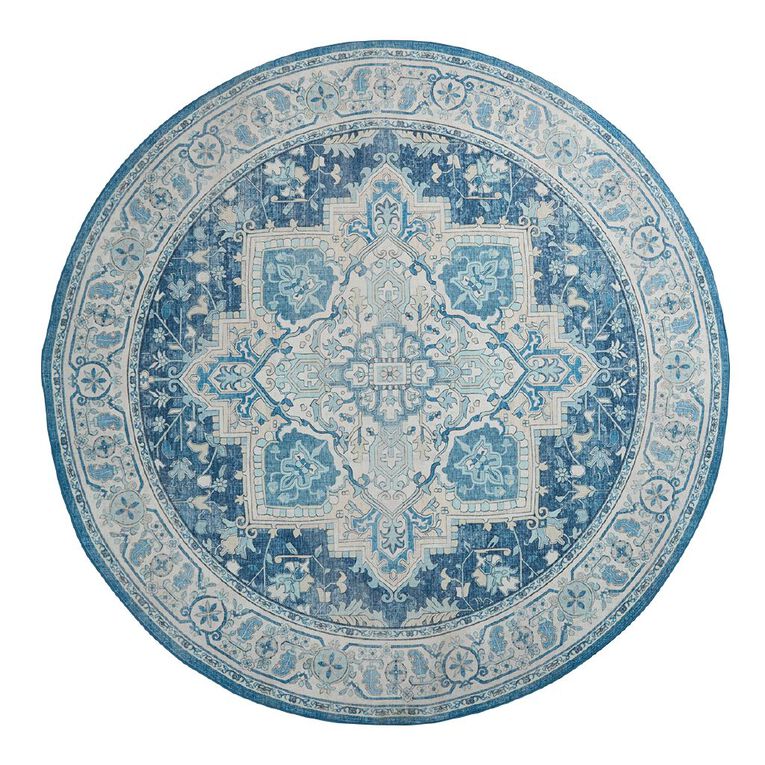 Living & Co Rug Poly Print Blue 180cm, , hi-res