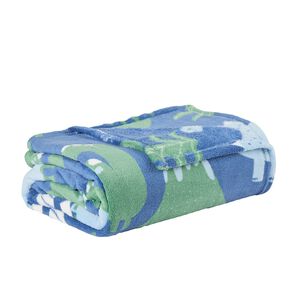 Living & Co Kids Coral Fleece Throw Dinosaurs Blue