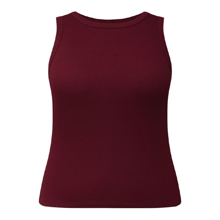 H&H Curve Women's Rib Tank, Red Dark, hi-res
