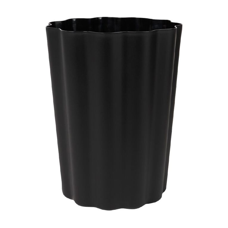 Living & Co Scollop Waste Paper Bin Black, , hi-res