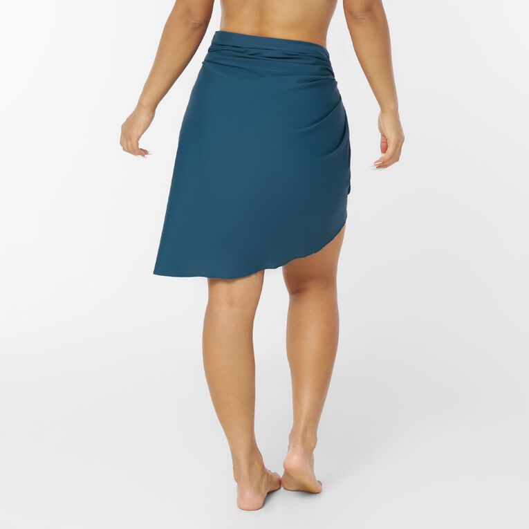 Active Intent Women's Knee Length Swim Sarong, Blue Dark, hi-res