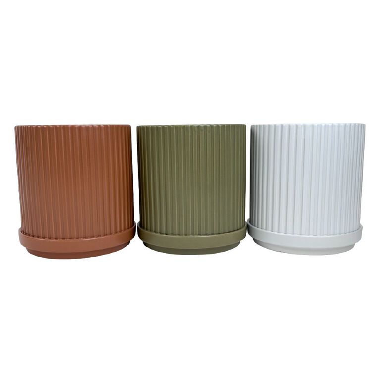 Kiwi Garden Stoneware Pot with Saucer 14cm Assorted, , hi-res