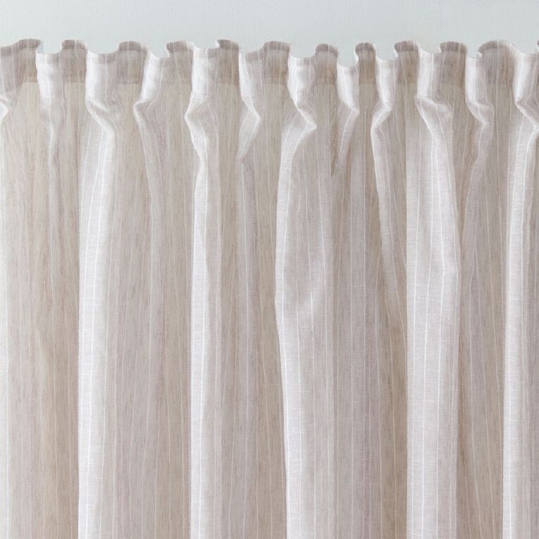 Living & Co Bella Striped Voile Natural 90-180cm Wide/213cm Drop, , hi-res