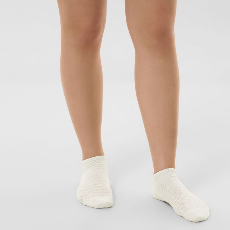 H&H Women's Patterend Ankle Socks 3 Pack, Cream, hi-res